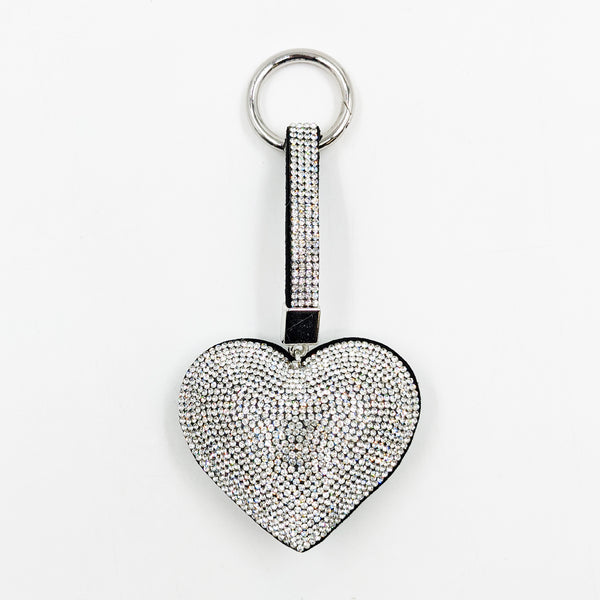 Crystal studded heart key ring