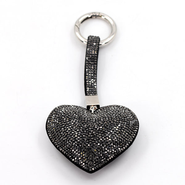 Crystal studded heart key ring