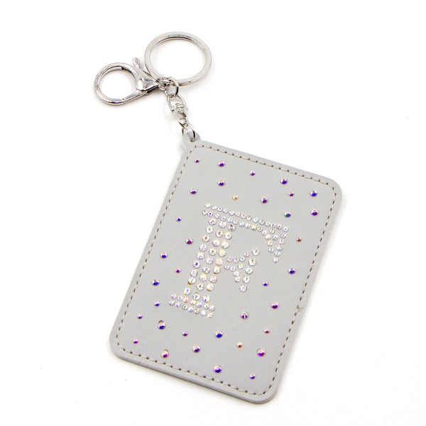 Letter F crystal studded keyring and card holder