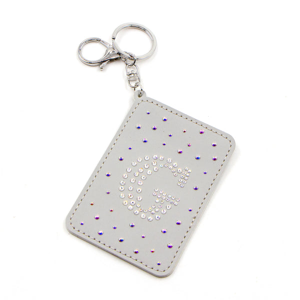 Letter G crystal studded keyring and card holder