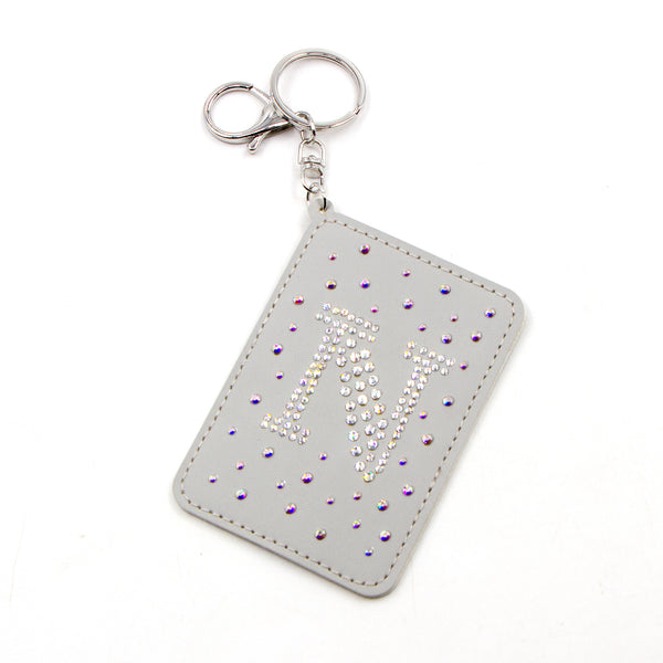 Letter N crystal studded keyring and card holder