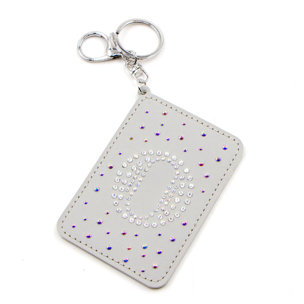 Letter O crystal studded keyring and card holder