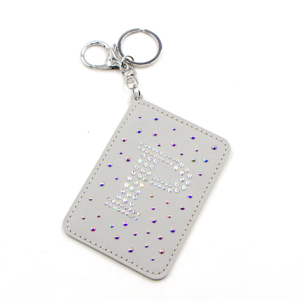 Letter P crystal studded keyring and card holder