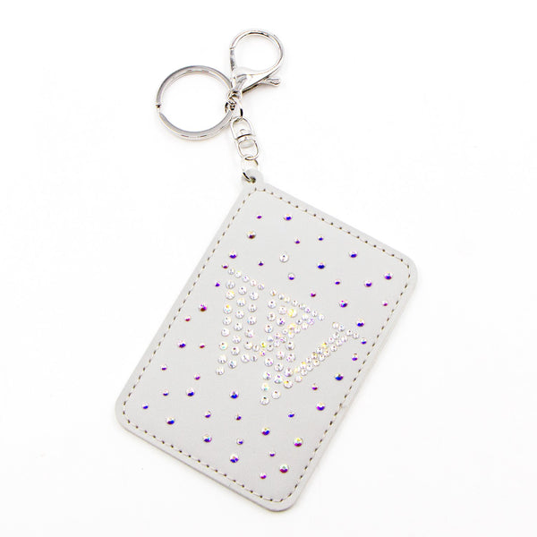 Letter W crystal studded keyring and card holder