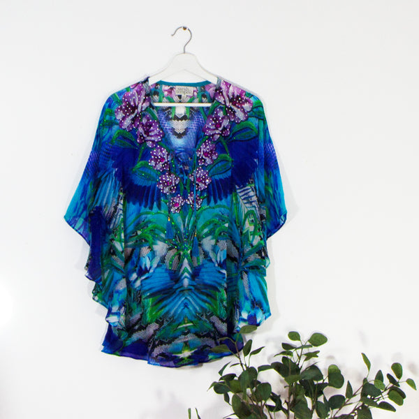 Tropical flowers luxury kaftan