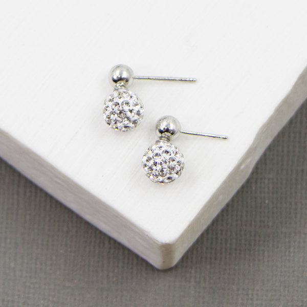 Classic crystal ball earrings with plain ball post