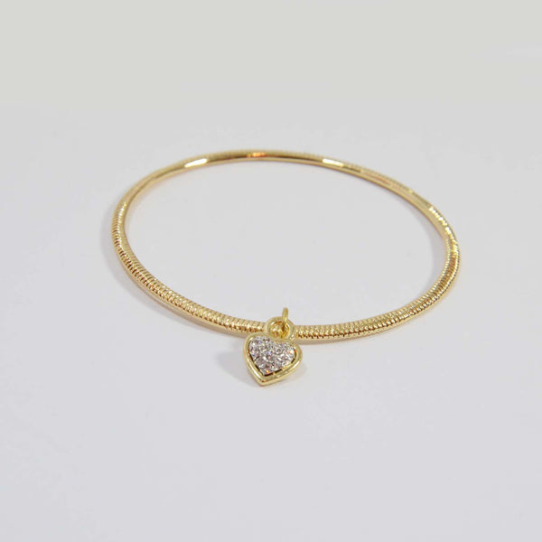 Ridge bangle with heart charm