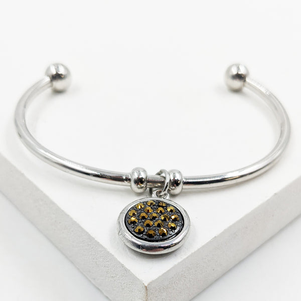 Swarovski crystal disc pendant on delicate bangle