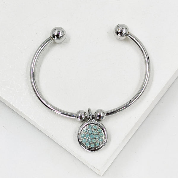 Swarovski crystal disc pendant on delicate bangle