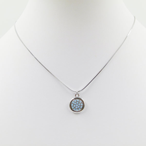 Swarovski crystal disc pendant on delicate snake chain