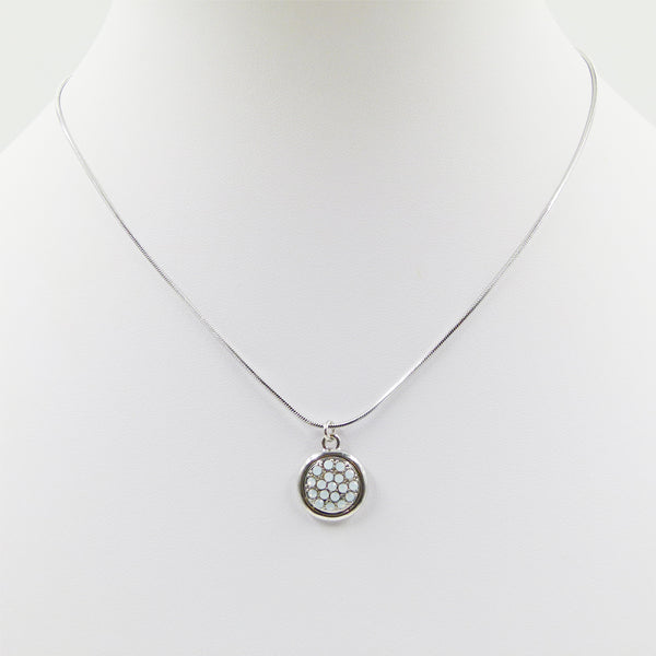 Swarovski crystal disc pendant on delicate snake chain