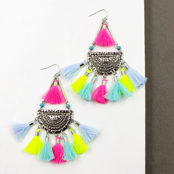 Multicolor tassle earrings