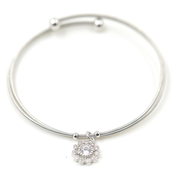 Delicate bangle with CZ flower crystal