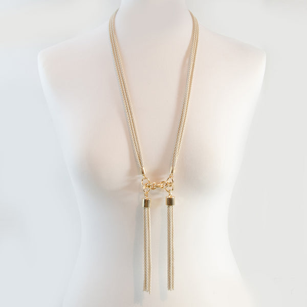 Double tassle Y-shape necklace