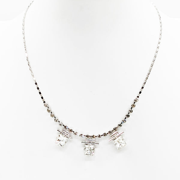 Elegant three square crystal necklace