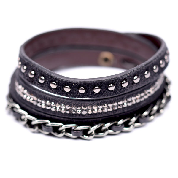 Wraparound bracelet with stud & chain detail