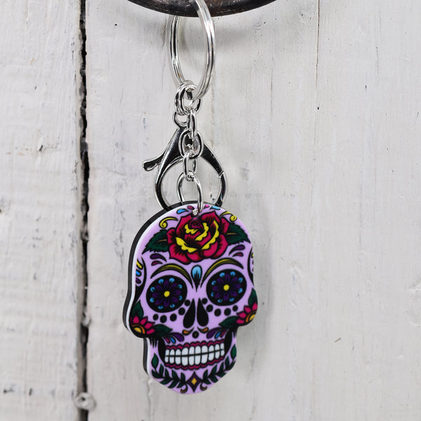 Pink design fun Mexican skull pattern keyring