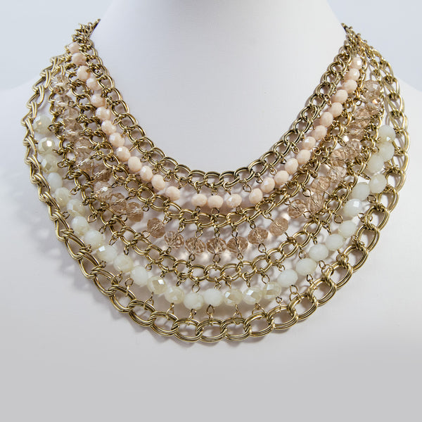 Cut glass statement necklace with chain