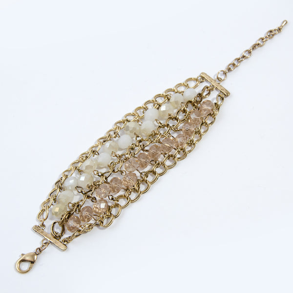 Cut glass statement bracelet with chain