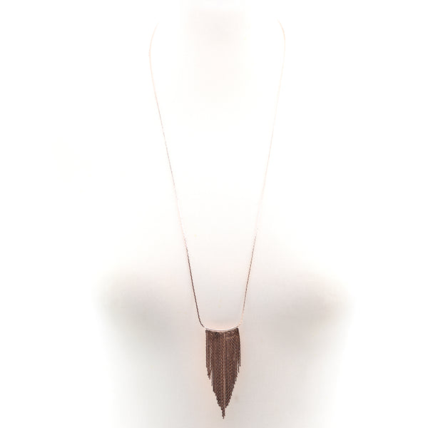 Long delicate necklace with multi tassel pendant