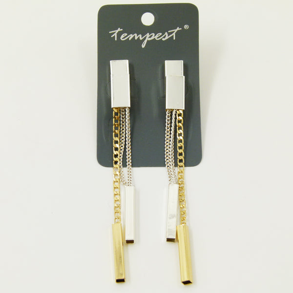 Drop earrings with chain and bar droppers