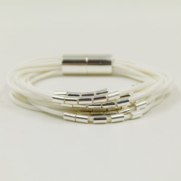 Multistrand bracelet with delicate tubes & magnetic clasp