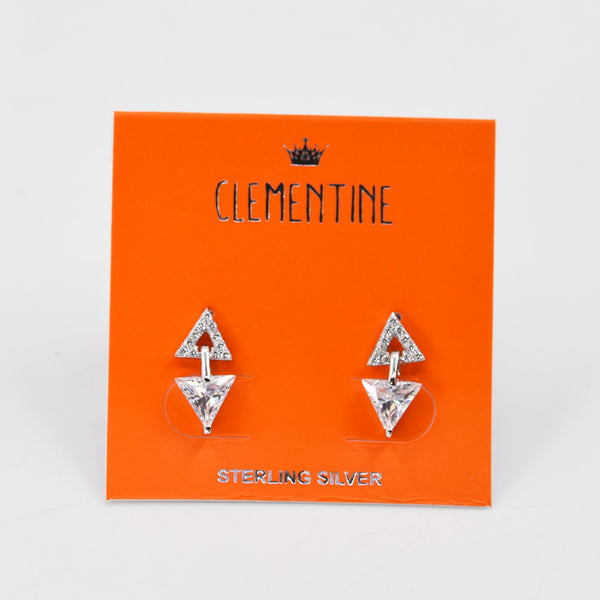 Sterling Silver double triangle CZ earrings