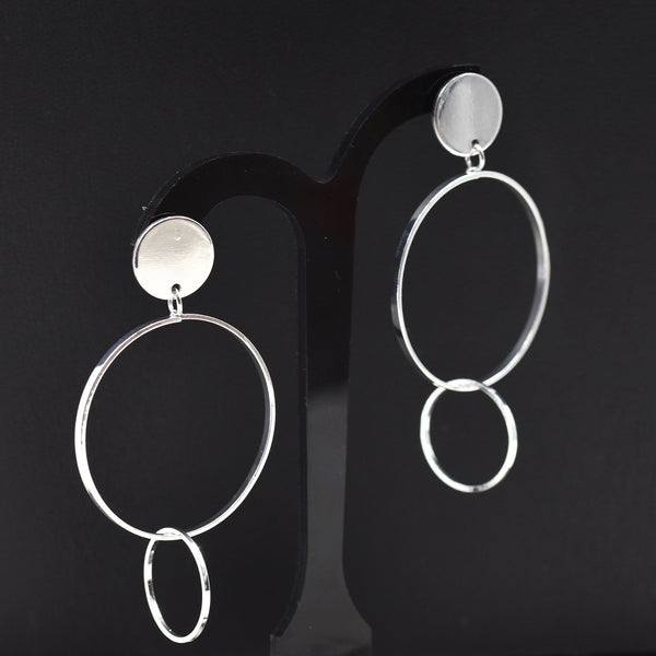 Open hoop layered drop earrings