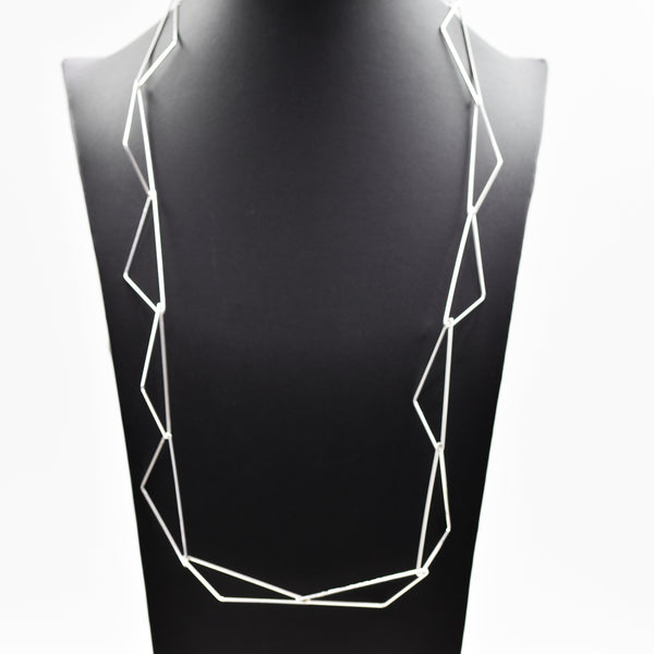 Rectangle linked long necklace