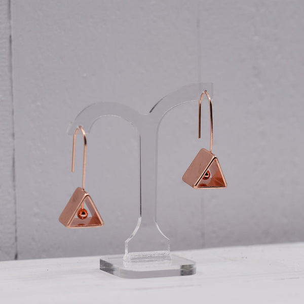 Triangular barrel drop earrings