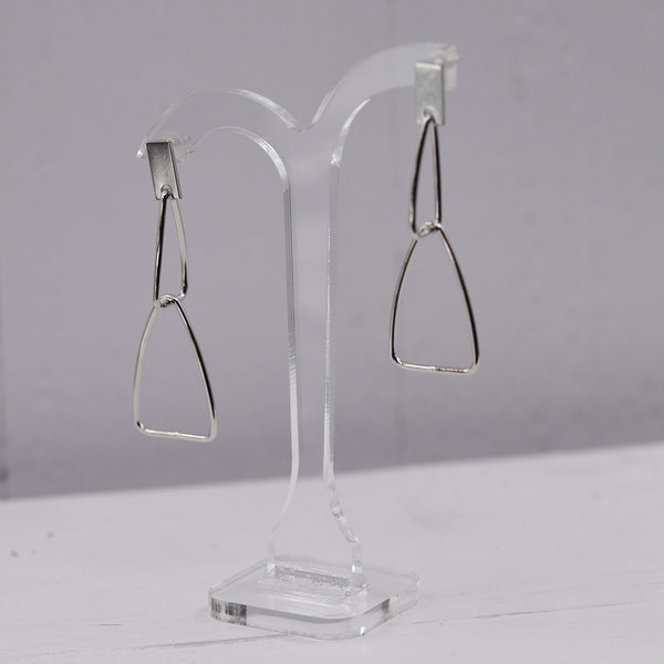 Rhodium double arch shape earring