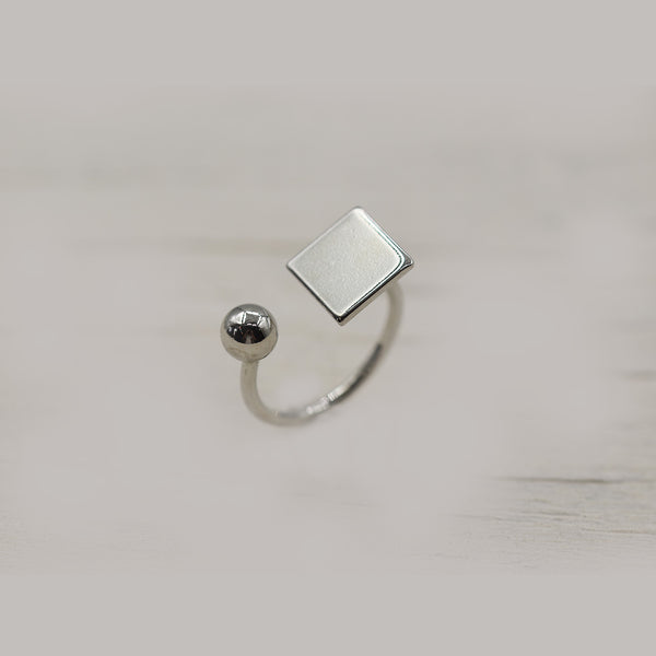 Rhodium ball and square ring