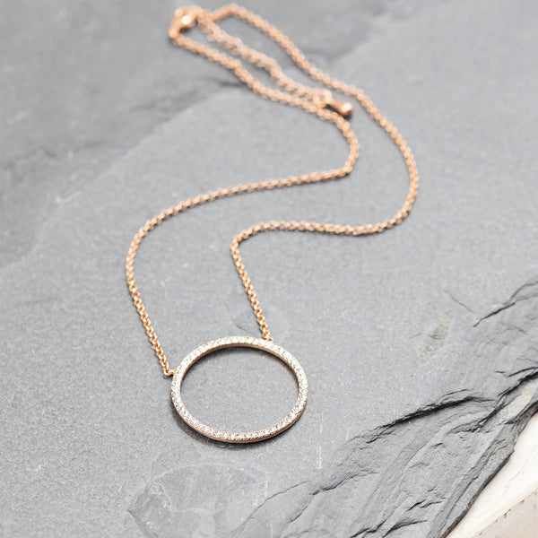 Diamante hoop on short necklace