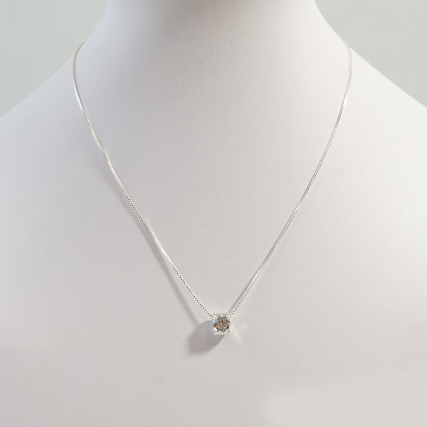 Simple square crystal on silver chain