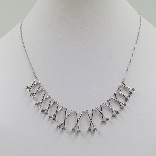 Delicate bar & crystal necklace