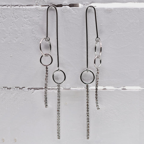 Unusual long triple hoop earrings