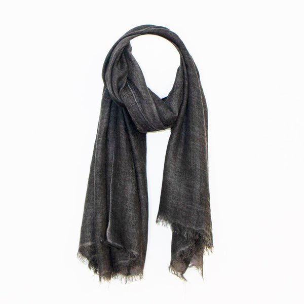 Plain substantial artisan scarf with raw edge