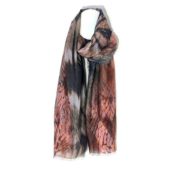 Distorted tie-dye digital print viscose scarf