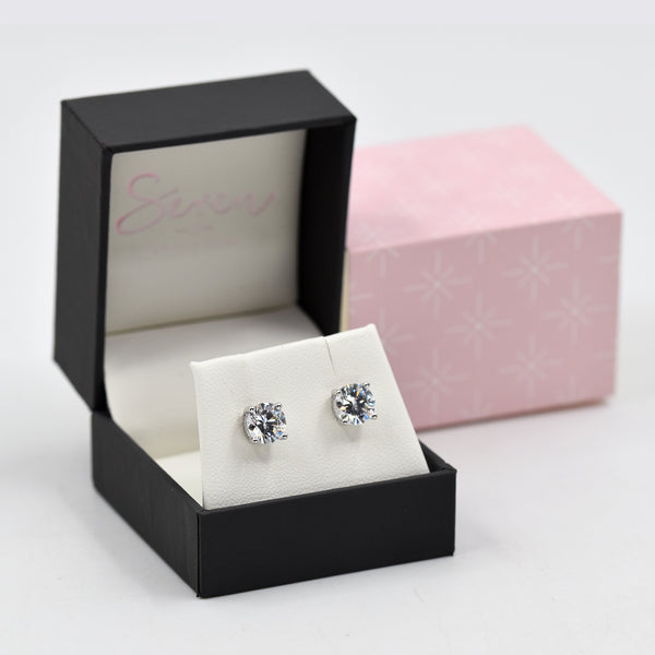 Round crystal stud earrings 7mm