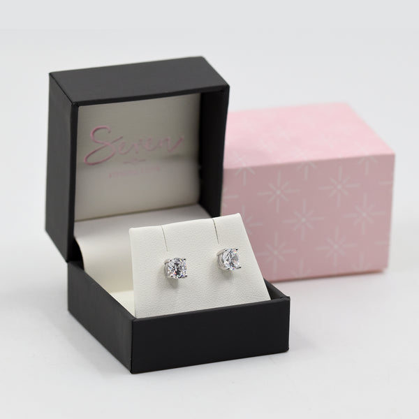 Round crystal stud earrings 6mm