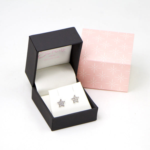 Sterling silver star CZ stud earrings