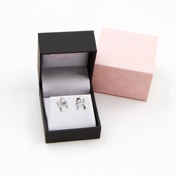 925 silver poodle stud earrings