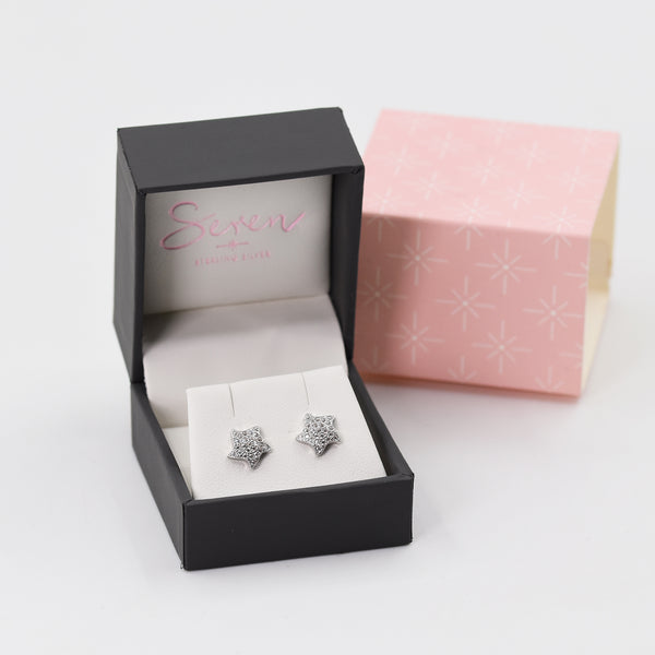 Sterling silver star shape cz earrings