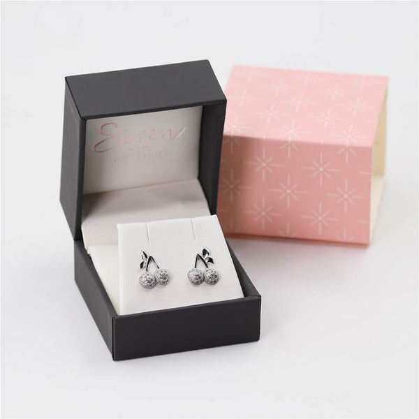 Sterling silver little cherry cz earrings