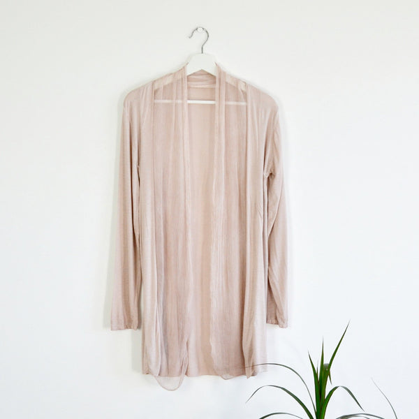 Vintage wash cardigan with a chiffon waterfall