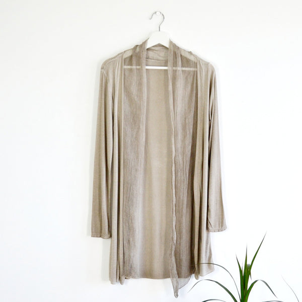 Vintage wash cardigan with a chiffon waterfall