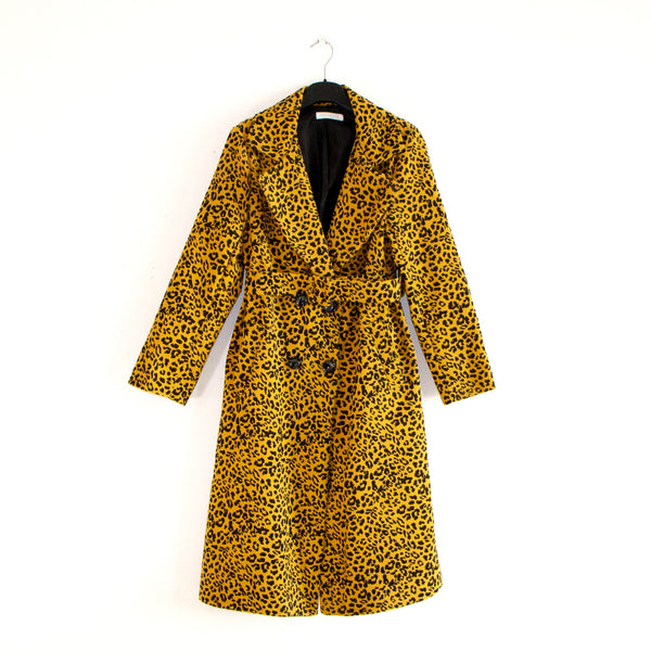 Cheetah print soft-touch trench coat with belt