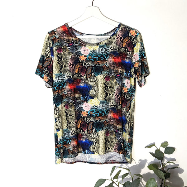 Quality digital print viscose-elastane mix top- Small