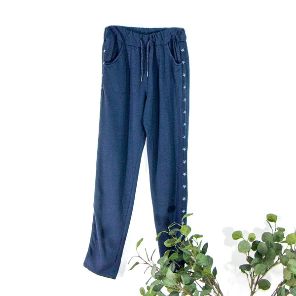 Drawstring waist joggers with star side panel