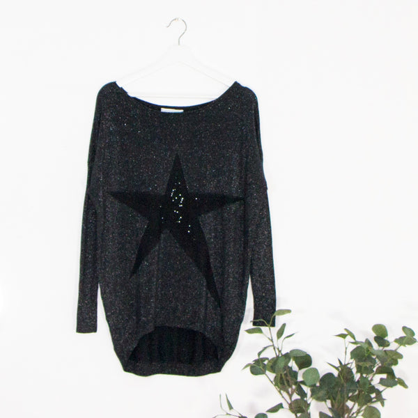 Fine knit glitter star jumper